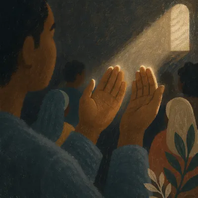 Hands Raised in Soft Prayer Light
