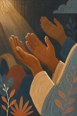 Open Hands in Soft Prayer Light