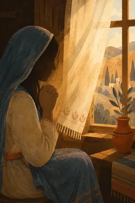 Quiet Praying Hands by Warm Window Light