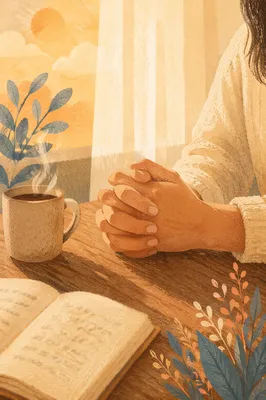 Praying Hands in Warm Morning Light