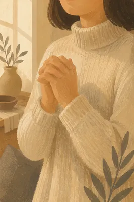 Gentle Praying Hands in Soft Window Light