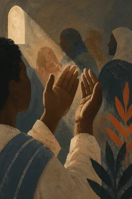 Dark Hands Raised in Gentle Prayer