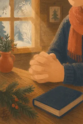 Praying Hands with Evergreen Morning Light