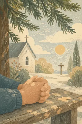 Praying Hands in Evergreen Chapel Garden