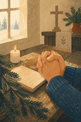 Praying Hands by Evergreen Candlelight