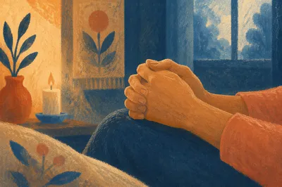 Praying Hands in Soft Amber Light