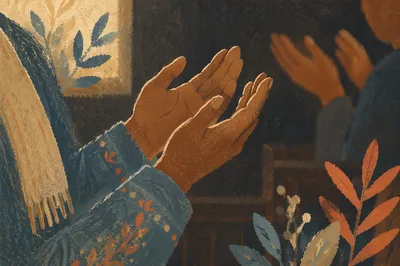 Open Hands in Soft Prayer Light