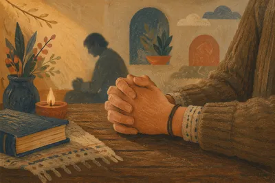 Clasped Hands in Soft Prayer Light