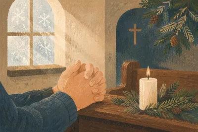 Praying Hands by Evergreen Candlelight