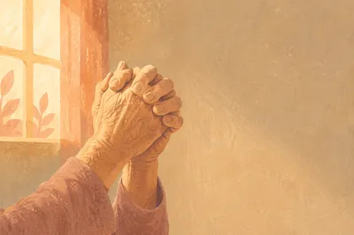 Praying Hands in Warm Window Light