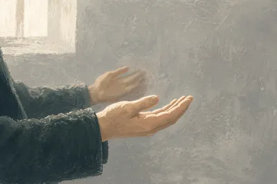 Gentle Praying Hands in Evergreen Light