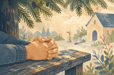 Praying Hands in Evergreen Chapel Garden