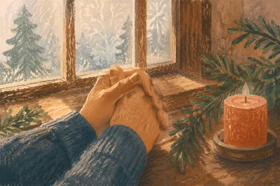 Praying Hands by Evergreen Winter Window