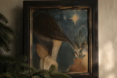 Antique Framed Devotional Picture with Praying Hands