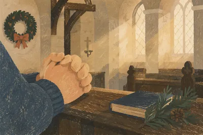 Praying Hands in Warm Chapel Light
