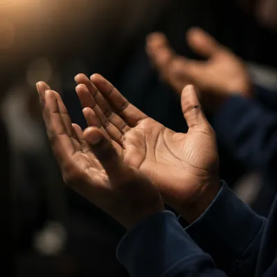 Open Hands in Soft Prayer Light