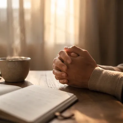 Praying Hands in Warm Morning Light