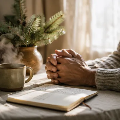 Praying Hands in Soft Morning Light