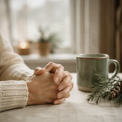 Praying Hands in Soft Winter Light