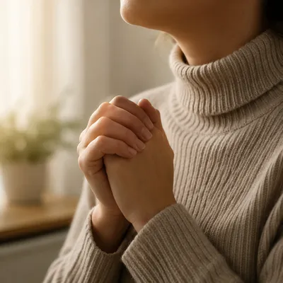 Hands Praying in Soft Window Light