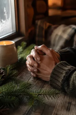 Praying Hands with Evergreen Morning Light