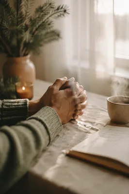 Praying Hands in Soft Morning Light