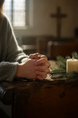 Praying Hands in Soft Chapel Light