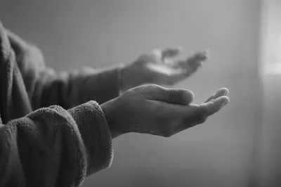 Open Hands in Soft Prayer Light