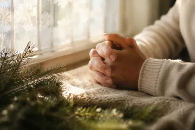 Praying Hands in Soft Winter Light