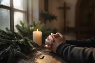 Praying Hands in Soft Chapel Light