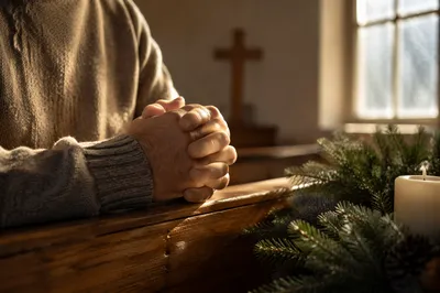 Praying Hands by Evergreen Candlelight