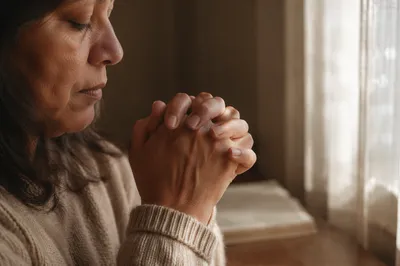 Praying Hands by Sunlit Window