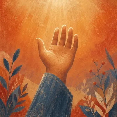 Open Hand Reaching Toward Hopeful Light