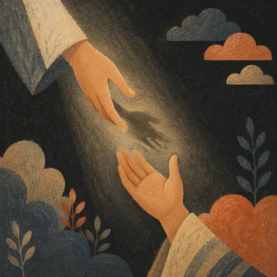 Hopeful Hands Reaching Toward Divine Light