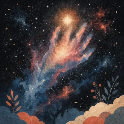 Hand Shaped Nebula Reaching Toward Light