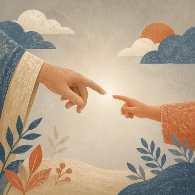 Hands Reaching Toward Hopeful Light