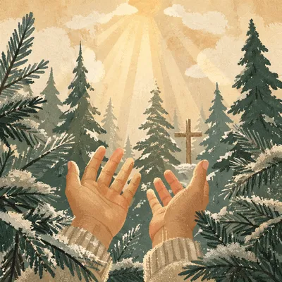 Hands Reaching Toward Winter Morning Light