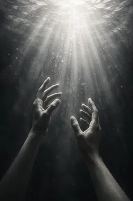 Hands Reaching Toward Hopeful Light