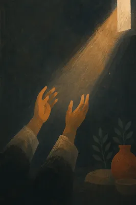 Hands Reaching Toward Warm Hopeful Light