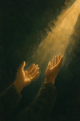 Hands Reaching Toward Warm Light