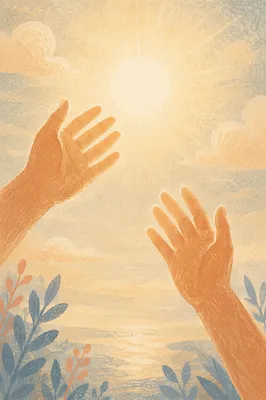 Hands Reaching Toward Gentle Sunlight