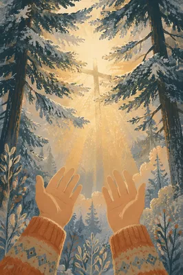 Hands Reaching Toward Forest Morning Light