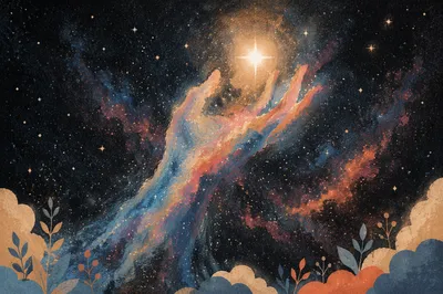 Hand Shaped Nebula Reaching Toward Divine Light