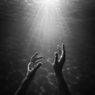 Hands Reaching Toward Radiant Light