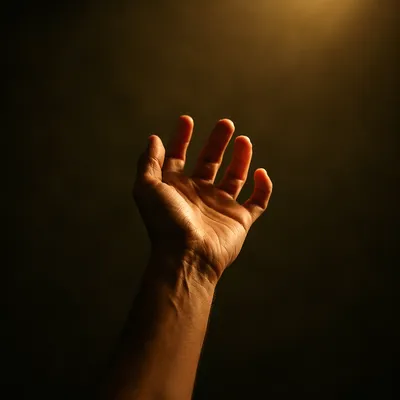 Hand Reaching Toward Warm Light