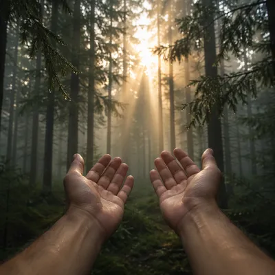 Hands Reaching Toward Morning Light