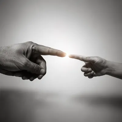 Hands Reaching Toward Hopeful Divine Light