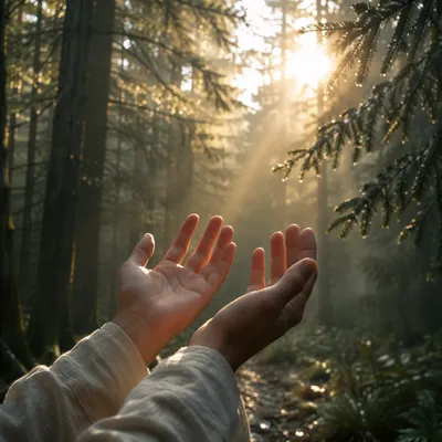 Hands Reaching Toward Morning Light
