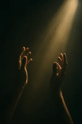 Hands Reaching Toward Warm Light