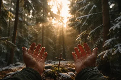 Hands Reaching Toward Morning Light